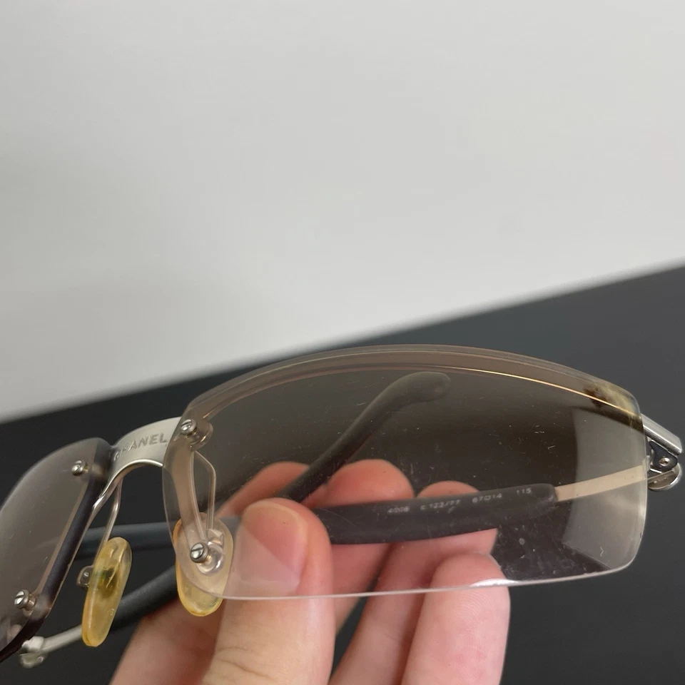 Винтажные солнцезащитные очки Chanel без оправы сиреневый градиент 4008 w чехол Gucci Coco CC Италия - Изображение 4 из 4