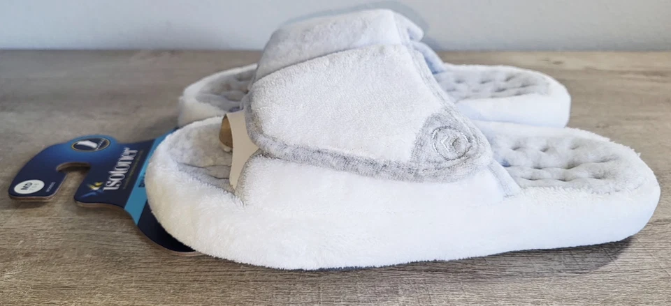 Zapatillas Isotoner Almohada Paso Acolchado Deslizables Blanco Gris Talla M 7.5 - 8 Nuevas con Etiquetas Foto 4 de 4