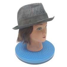 Vintage DOBBS Fedora Hat Fifth Avenue New York Size 7 1/4 Gray Hipster Check Cap