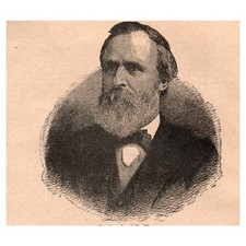 President Rutherford B. Hayes Portrait 4x4" Original Engraving 1899 AK3-7