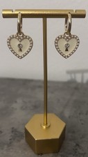 Small Hoop Enamel Heart Earrings