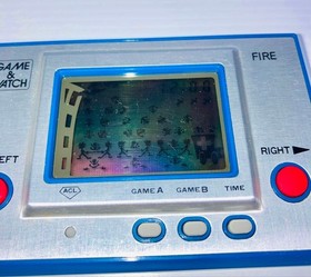 Nintendo Game & Watch Silver Series Fire RC-04 1980 w/ Box [Polarizing Replaced]