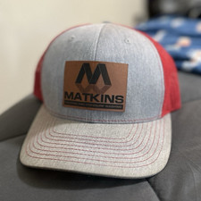 Richardson Gray/Red Mesh Back Adjustable Trucker Hat One Size Unisex Adults