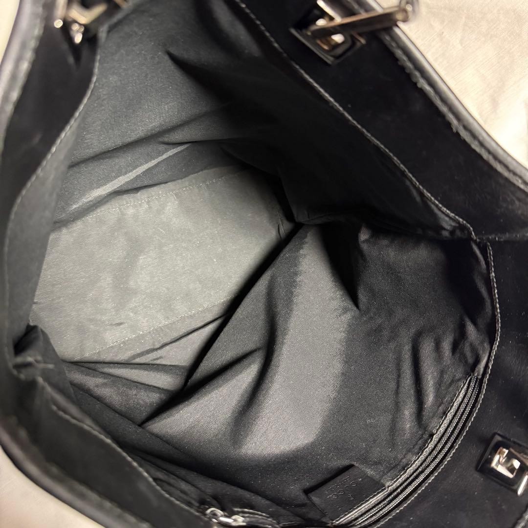 GUCCI Tote Bag Black GG Pattern Bucket Style Authentic Vintage Leather thumbnail 12