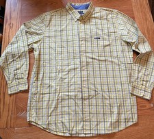 Chaps Ralph Lauren Button Down Shirt Mens XXL Plaid Yellow Long Sleeve Collared