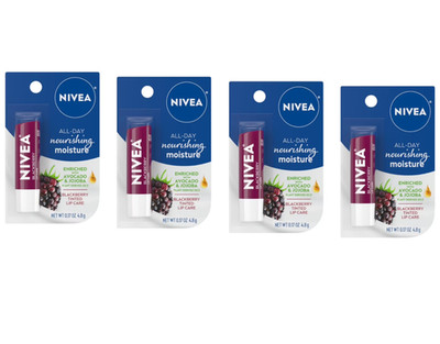Nivea Blackberry Tinted Lip Balm 0.17oz Shea Butter Jojoba Oil Hydrating -4 Pack