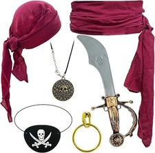 6 PCS Pirate Costume Accessories for Halloween Party Cosplay
