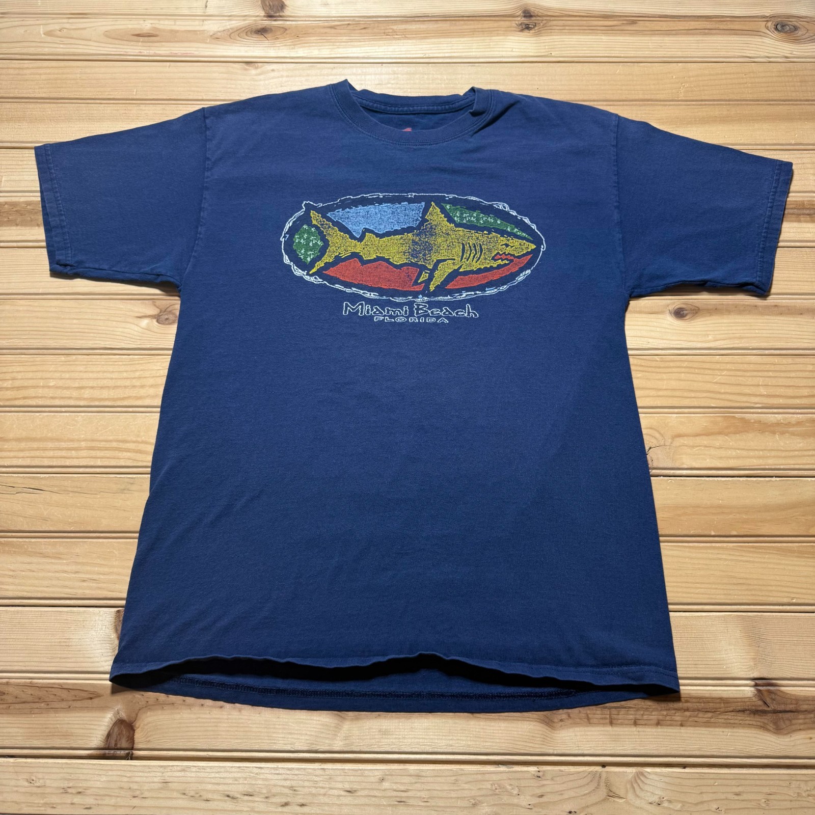 Vintage 90s Miami Beach Florida Shark Graphic Souvenir T-Shirt - Size Medium