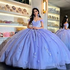 Purple Quinceanera Dresses 2025 Sweet 15 16 Floral Girls'Party Glitter Ball Gown