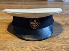 Vintage Royal Navy Sea Scout white officer Leaders Hat peak cap CW Headdresss