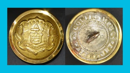 Beautiful Colorado (CO  1A) state / territorial? coat button - post Civil War