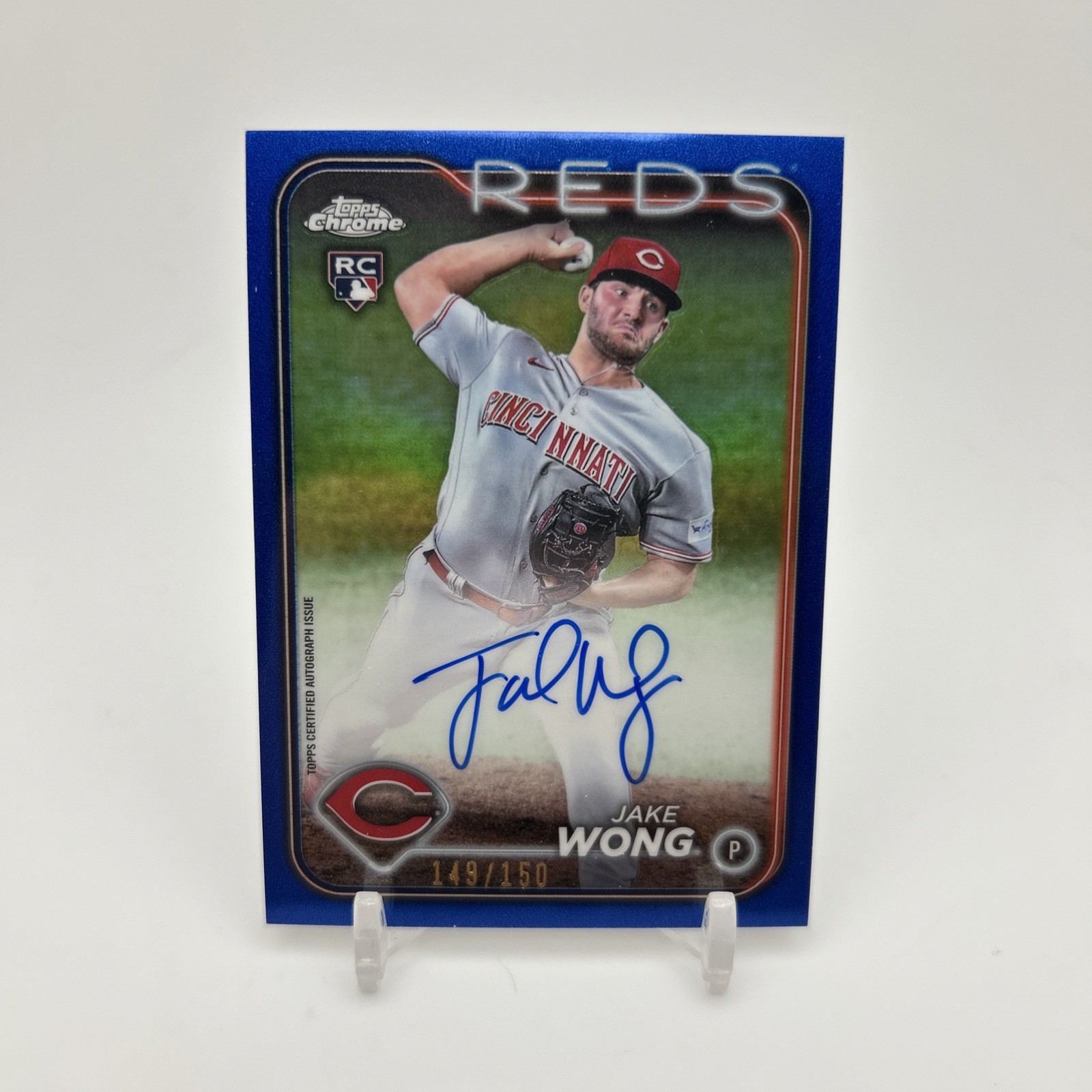 2024 Topps Chrome Jake Wong Blue Refractor Rookie Auto /150 RC
