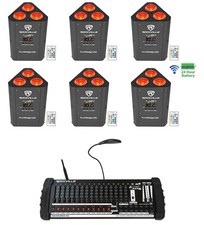  6 Rockville RockWedge LED Battery Lights 384 Channel Wireless DMX Controller