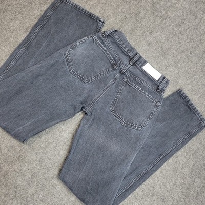 ReDone Jeans Womens 24 Dark Gray Denim Y2K Distressed Straight Leg Button Fly