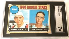 1968 TOPPS JOHNNY BENCH/RON TOMPKINS #247 REDS ROOKIES RC SGC 7