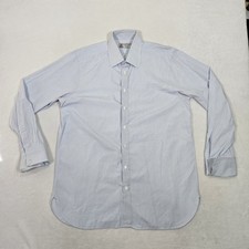 Turnbull  Asser England Men's Shirt L or XL Blue Stripe French Cuff Luxury