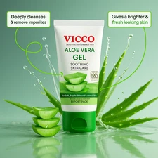 VICCO Aloe Vera Gel 150ml Natural Herbal Moisturizer for Face Body & Hair Care