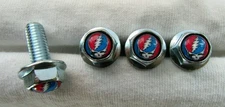 Grateful Dead license plate screws, Grateful Dead logo license plate bolts,