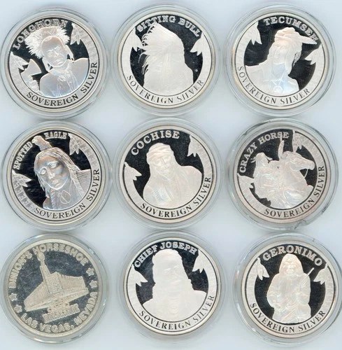 12pc Lot .999 Fine Silver Coins 11oz ASW Chumash Casino Binion Reno Hilton Poker