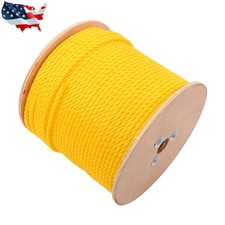 1/4" 600 ft Twisted Polypropylene Rope Yellow Poly Pro Cord For Commercial