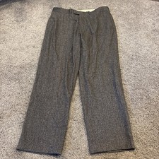 Vintage Polo by Ralph Lauren Pleated Pants Men 36x30 Gray Herringbone Wool Blend