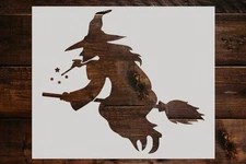 Witch on a Broom Stencil - Art and Wall Stencil