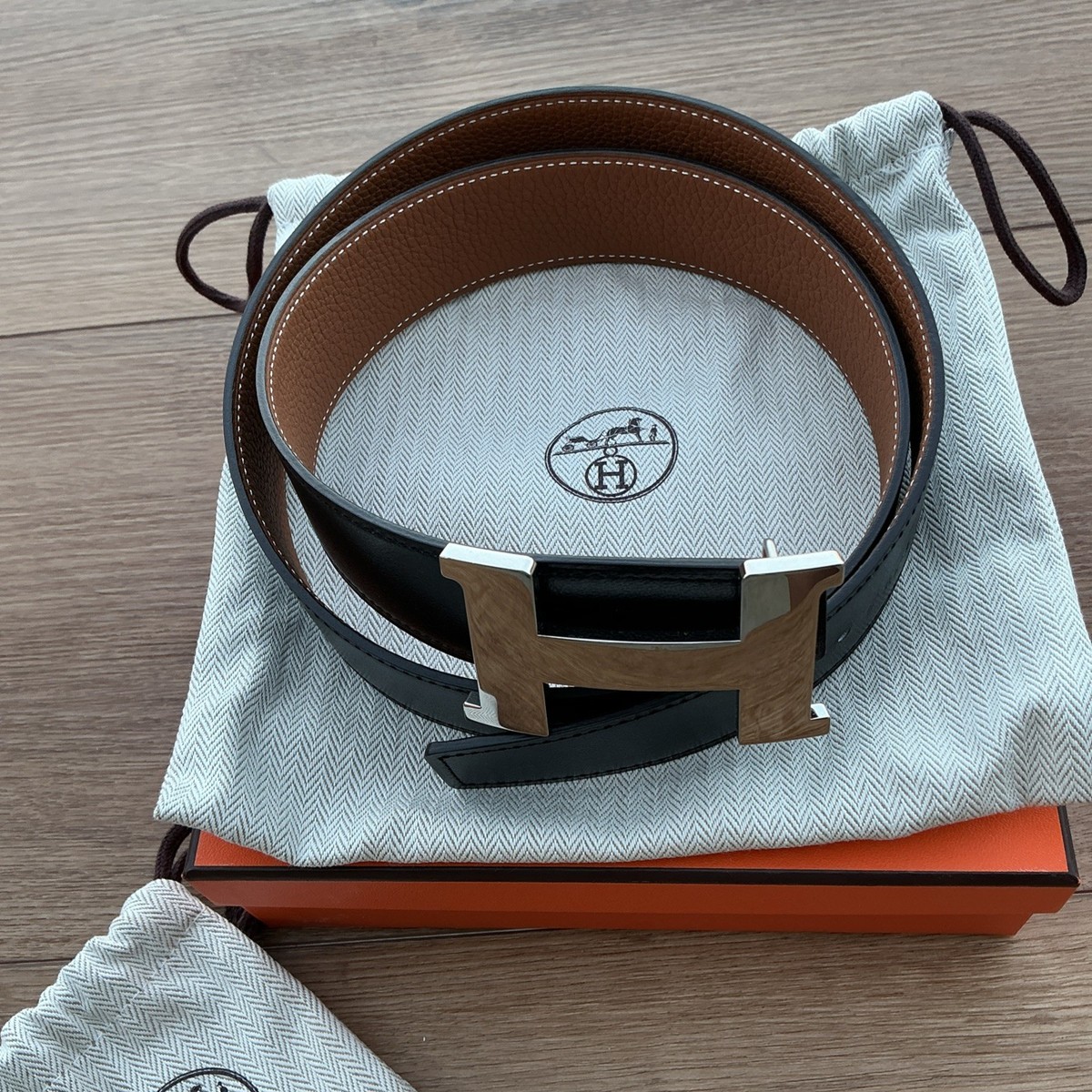 HERMES Constance Silver H Buckle Reversible Belt Square Z  display picture 2