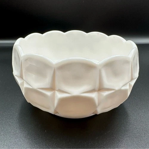 Vintage Indiana Glass Constellation White Glossy Milk Glass Bowl Mid-Century