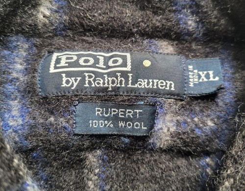 POLO RALPH LAUREN VINTAGE UOMO RUPERT 100% LANA GIACCA CAMICIA CAPPOTTO TAGLIA XL - Foto 9 di 14