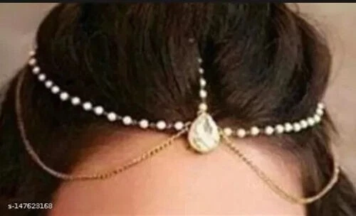 Beautiful Designer Indian Mangtikka Classic Woman's Hair & Head Simple Jewelry - Picture 2 of 3