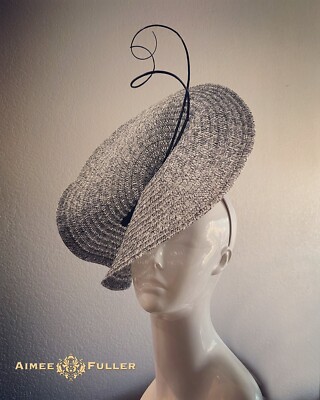 Aimee Fuller Black Ash Gray Grey Royal Ascot Winter Holiday Large Fascinator Hat