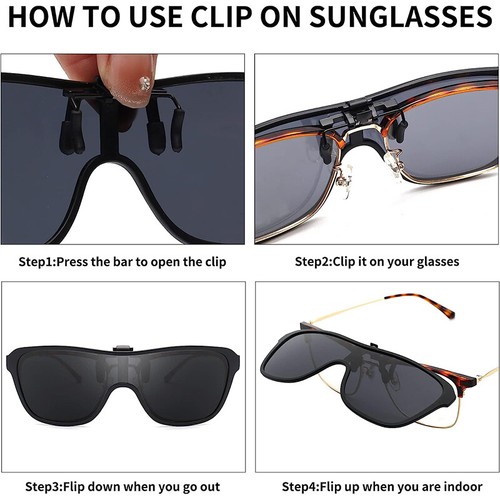 Gafas de sol polarizadas con clip de una pieza sobre gafas de prescripción protección UV - Imagen 13 de 21