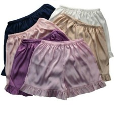 Women Loose Satin Ruffles Shorts Sleepwear Faux Silk Underwear Pajamas Bottoms