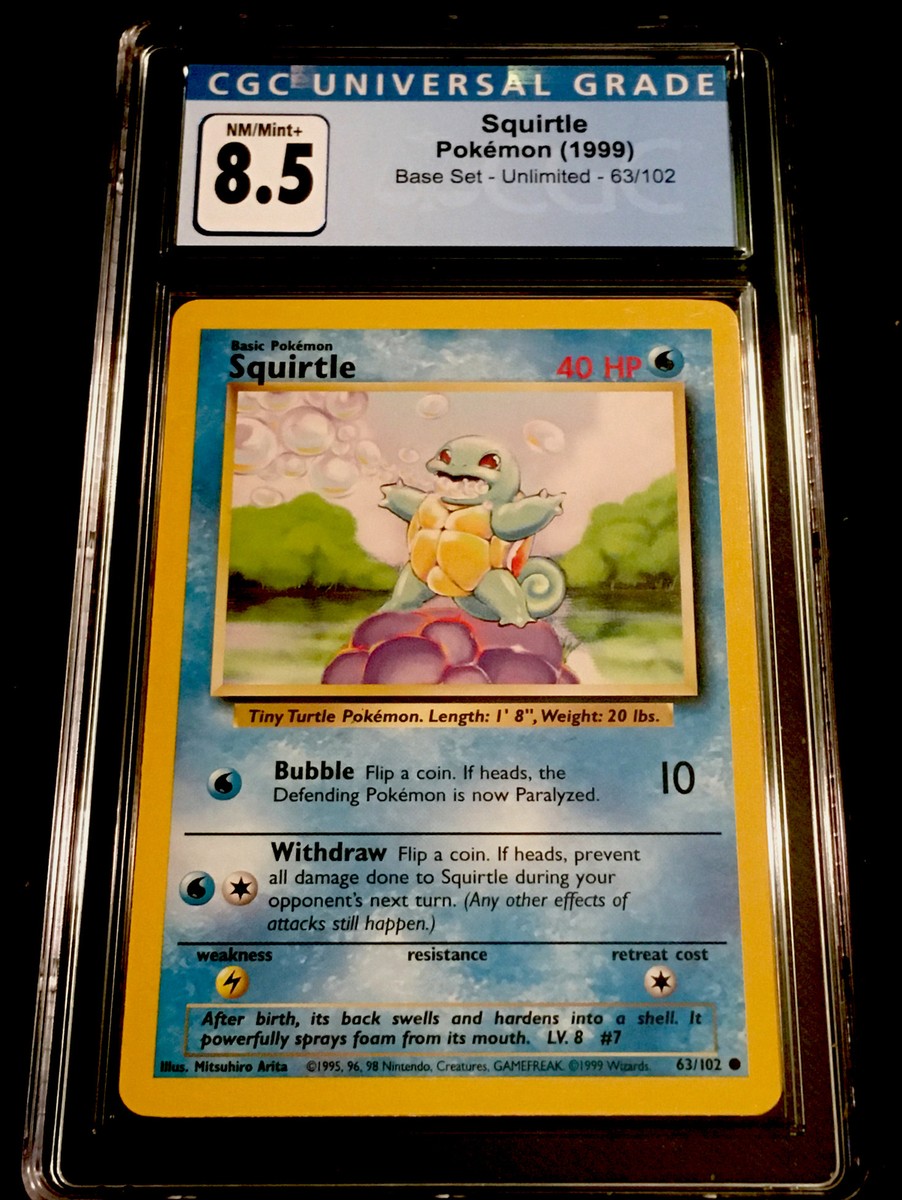 1999 POKEMON BASE SET SQUIRTLE #63 GRADED CGC 8.5 #63 NM