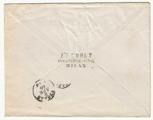 1863 Regno d'Italia - 40 c. De La Rue Londra isolato su busta per Pesaro - Foto 2 di 2