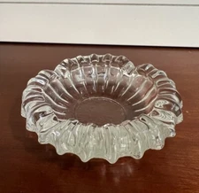 Vintage Blenko Clear Glass Ashtray 5” Sunburst Mid Century Modern MCM