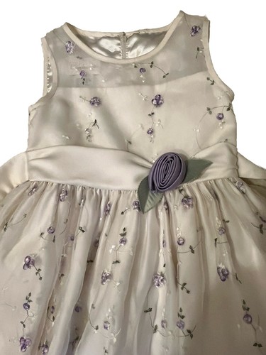 Cinderella Girls 6X Ivory Purple Rosette Formal/ Party Dressy Dress Layered - Picture 10 of 11