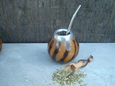 Argentina Mate Gourd Hand Made Natural Tea Cup  Straw Spoon BONUS Yerba - R28