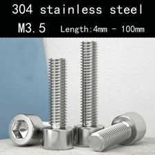 M3.5 SUS304 Steel Smooth Hexagon Socket Screws Cylindrical Head Allen Bolts