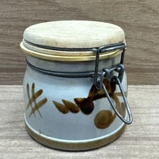 Vintage Handgemalt W Germany Salt Glaze Stoneware Crock With Wooden Top