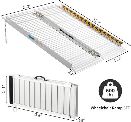 Wheelchair Ramp 3FT Non Skid Threshold Ramp Portable Foldable Handicap Ramp for - Picture 2 of 9