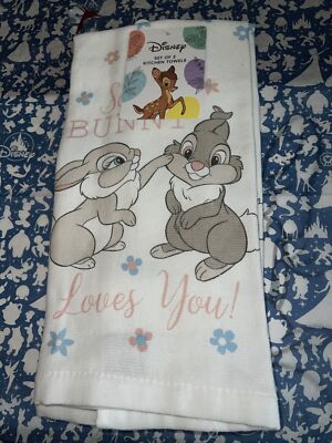 Disney Bambi Thumper Rabbit 2 Pk Kitchen Towels ''SOME BUNNY LOVES YOU'' NEW
