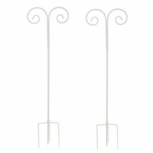 2x Double Shepherds Hooks Outdoor Garden Pole Hanging Bird Feeder 5 Base Prongs - Picture 16 of 16