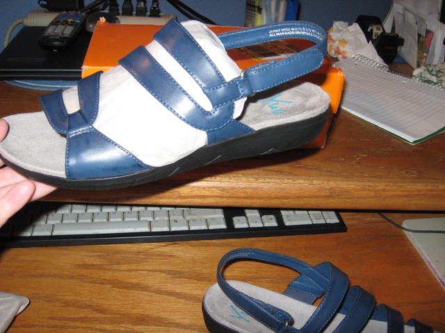 womens blue slides
