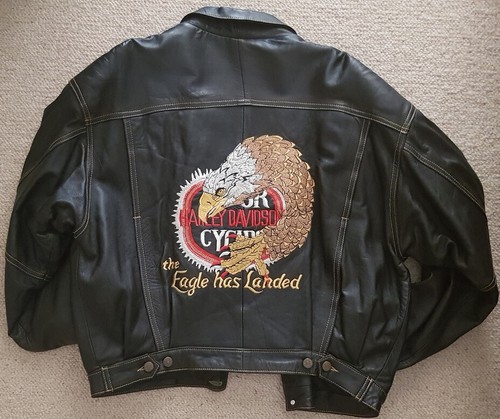 Leather Motorbike Motorcycle Jacket Trucker Handmade Harley Davidson NEW Size L - Picture 8 of 12
