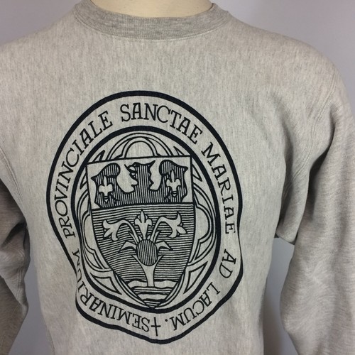 Vtg Distressed Champion Reverse Weave Gray Thick College University Sweatshirt - Picture 2 of 7