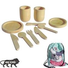 Handmade Wooden Toy Kitchen Set Starter Kit Natural Finished for Little kids