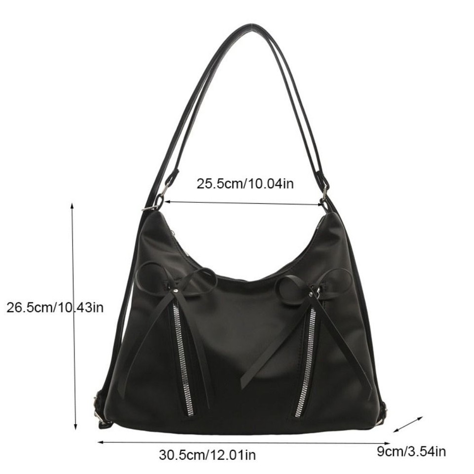 Zipper Bowknot Shoulder Bag PU Leather Bow Crossbody Bag Bow Tote Bag