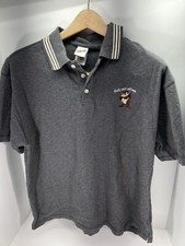 Taz Tazmanian Devil Polo Shirt Men Sz Medium Warner Bros Gray Golf Vintage 1999