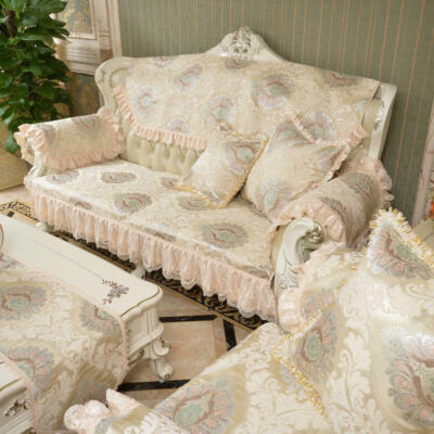 Luxury Lace Sofa Cover 3 Seater Slipcover Couch Recliner Anti-slip Protector Mat